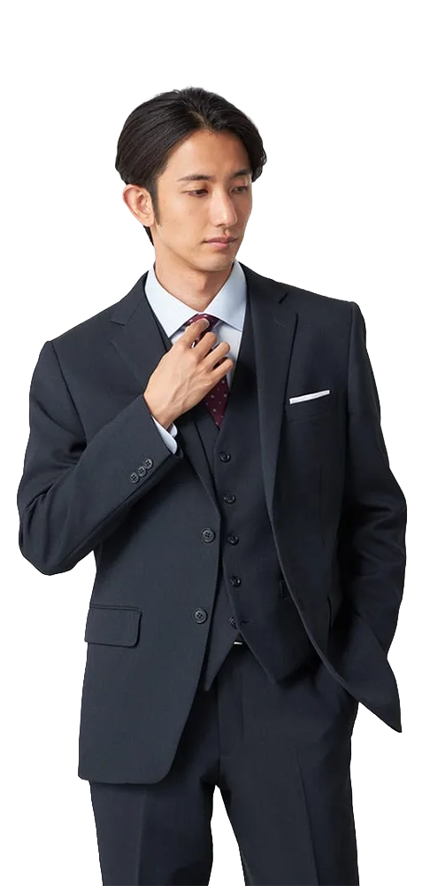 スリーピーススーツ ヘリンボン ネイビー