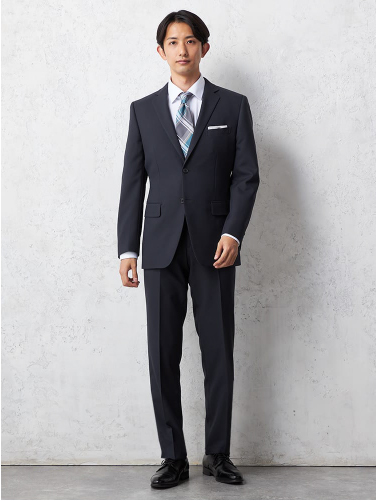 上下ウォッシャブル M.グレー 織柄無地