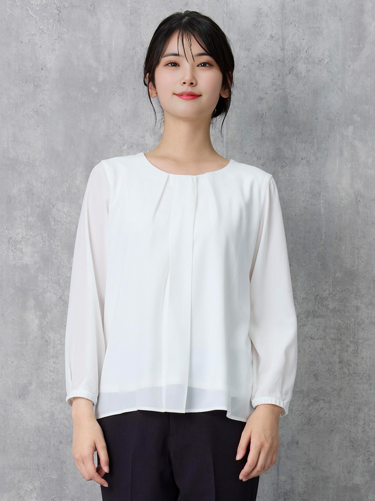 SOFFICE 8分袖2枚仕立て タックブラウス 1