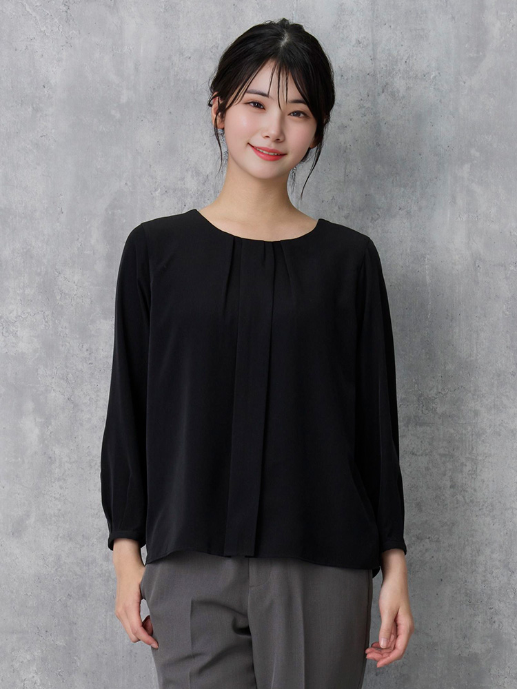 SOFFICE 8分袖2枚仕立て タックブラウス 4