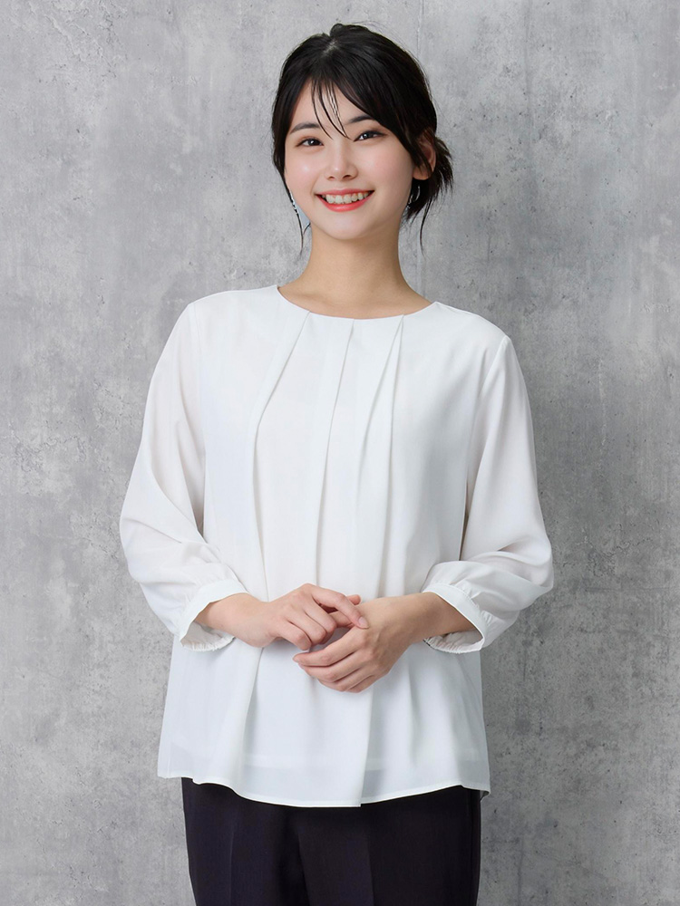 SOFFICE 2枚仕立て変形フロント タックブラウス 1