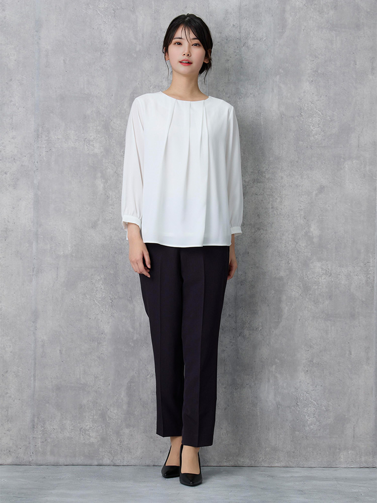 SOFFICE 2枚仕立て変形フロント タックブラウス 2