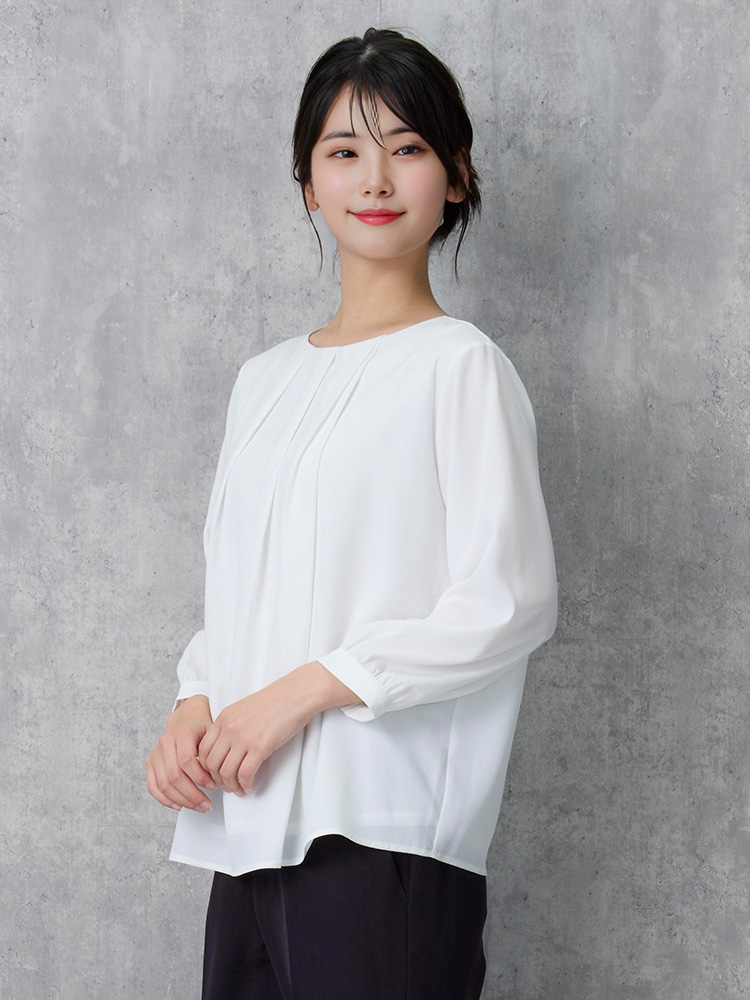 SOFFICE 2枚仕立て変形フロント タックブラウス 3