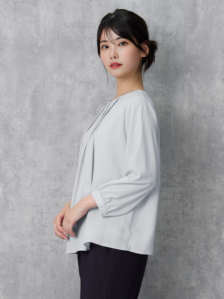 SOFFICE 2枚仕立て変形フロント タックブラウス 4