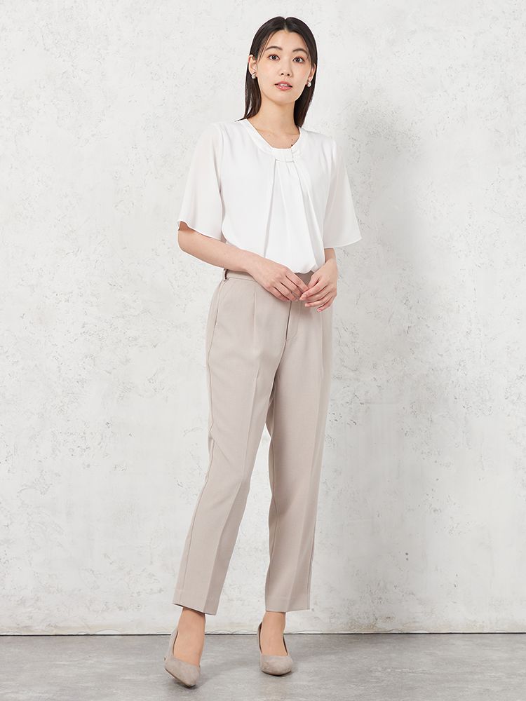 SOFFICE タイ風バー付2WAY 5分袖ブラウス 2