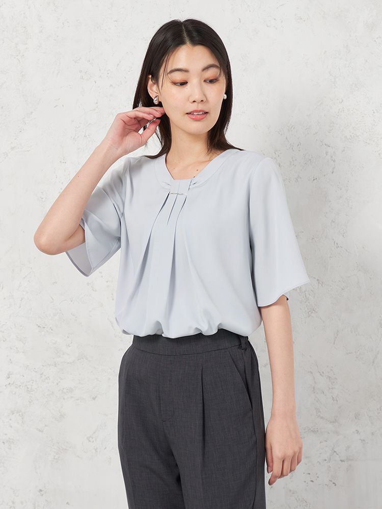SOFFICE タイ風バー付2WAY 5分袖ブラウス 3