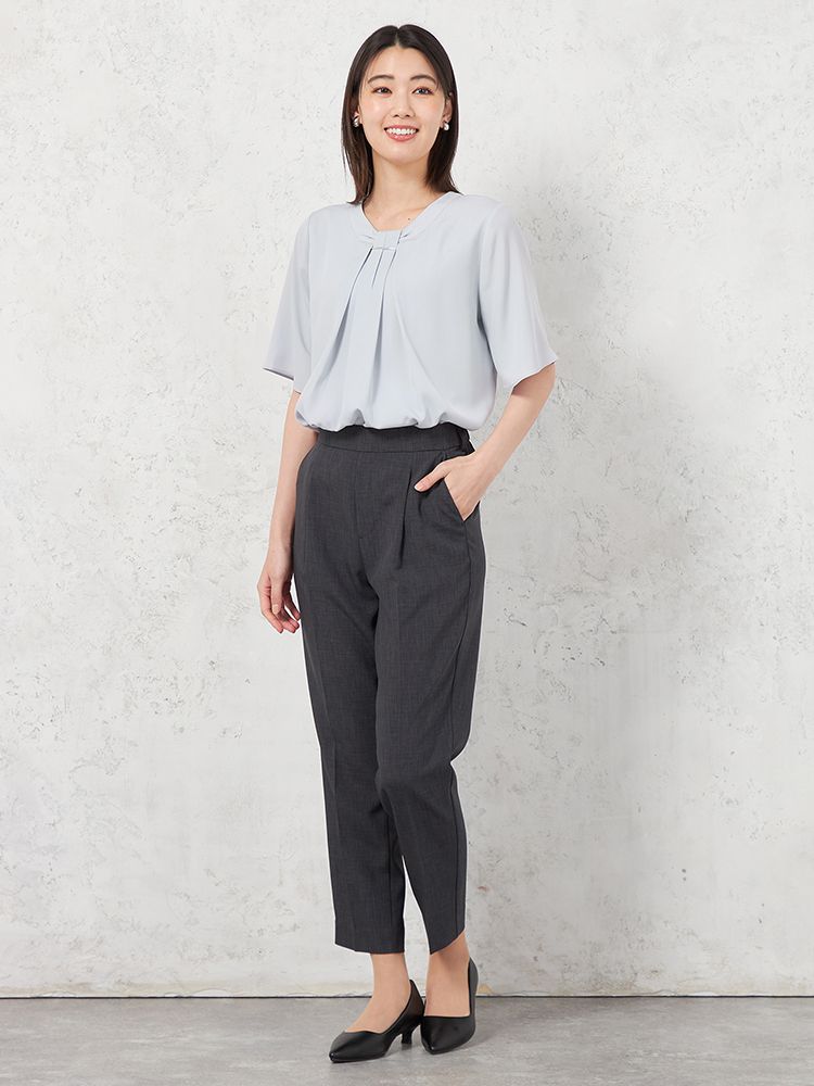 SOFFICE タイ風バー付2WAY 5分袖ブラウス 3