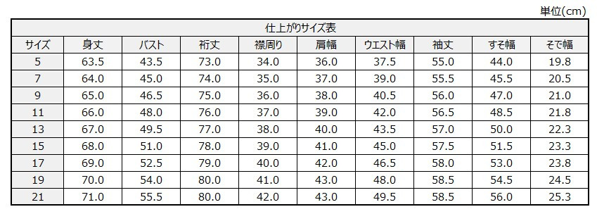 サイズチャート