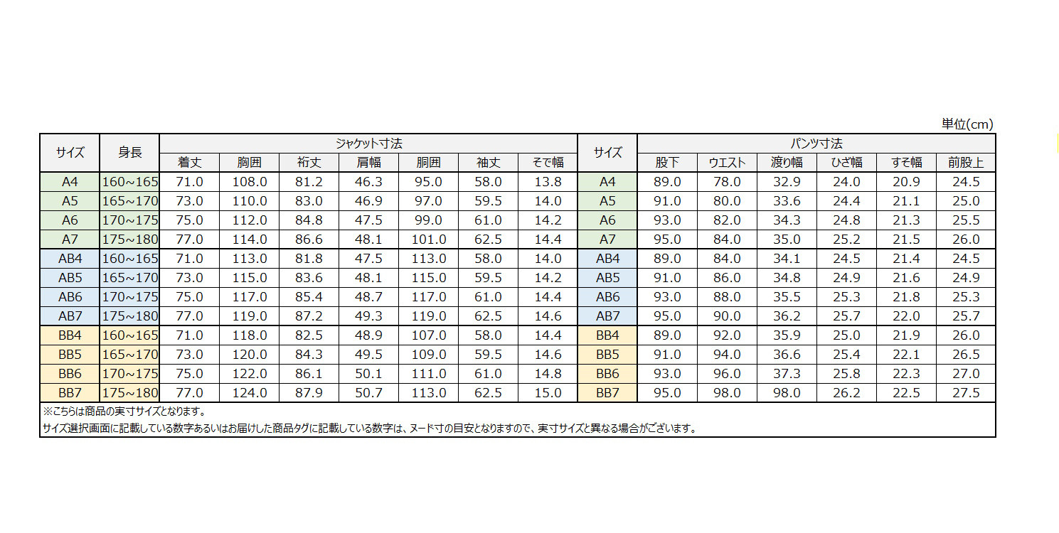 サイズチャート