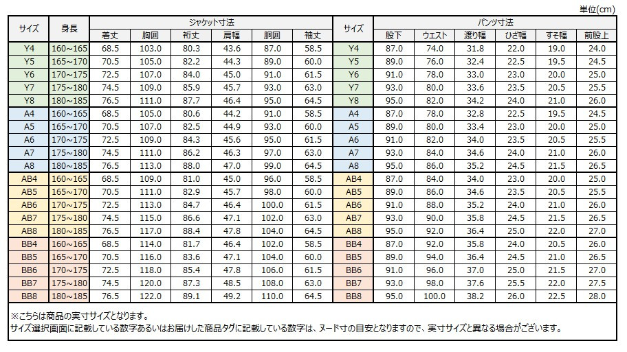 サイズチャート