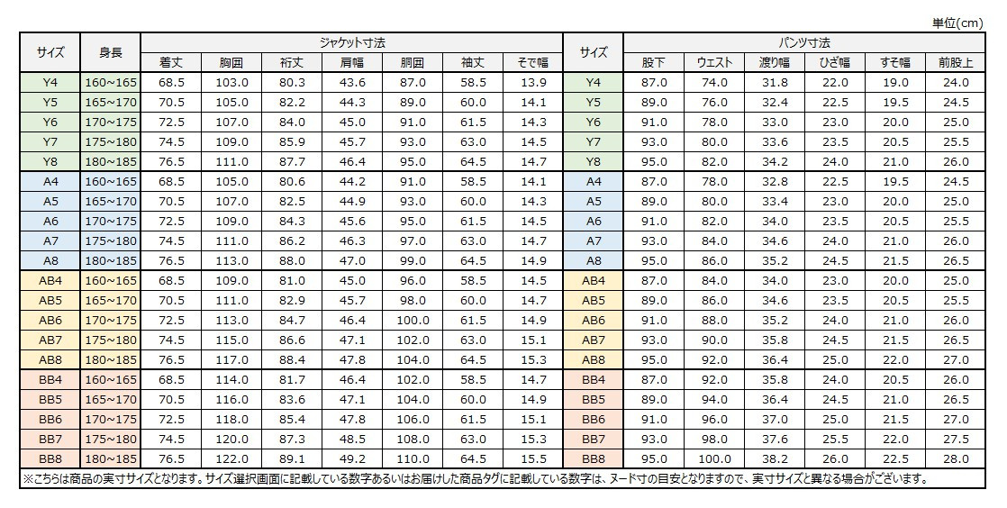 サイズチャート