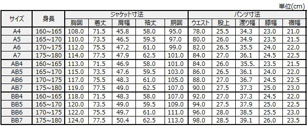 サイズチャート