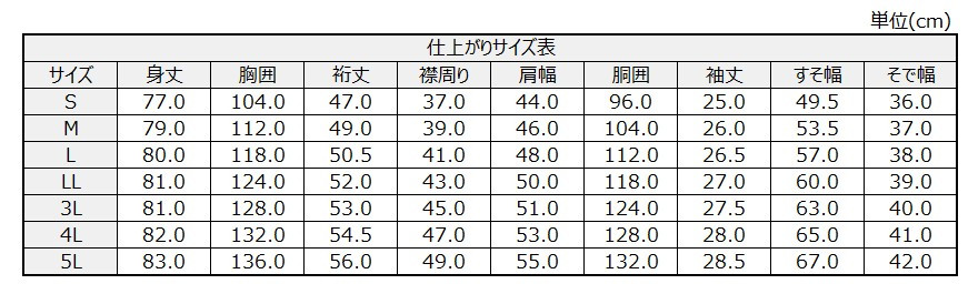 サイズチャート