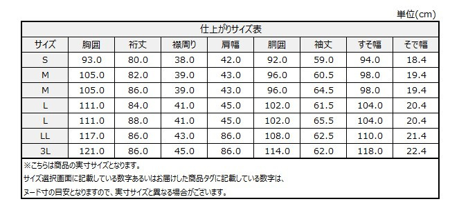 サイズチャート