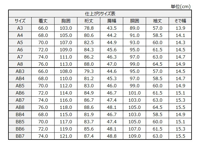 サイズチャート