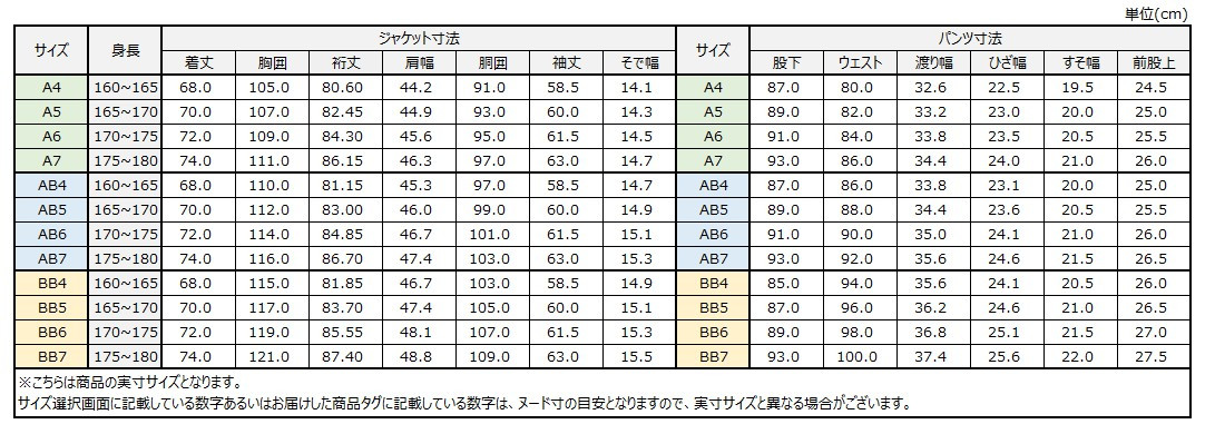 サイズチャート