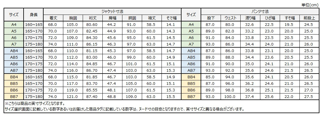 サイズチャート