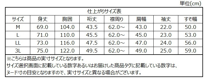 サイズチャート