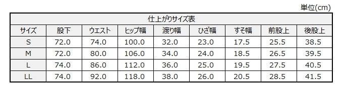 サイズチャート