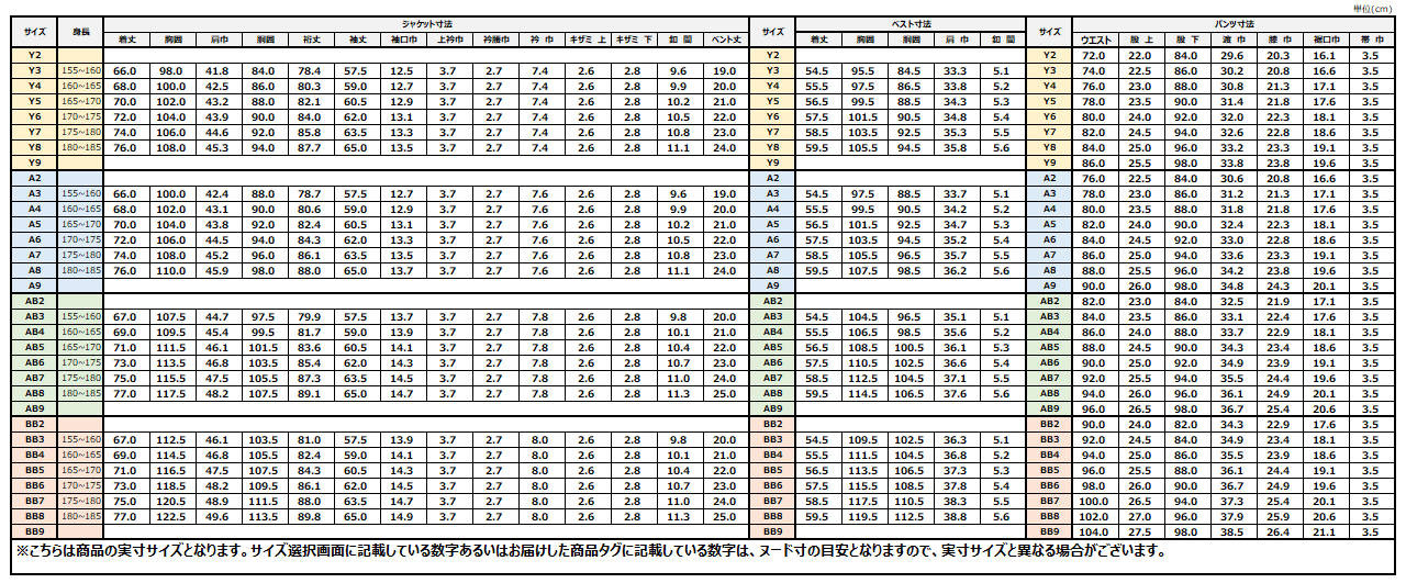 サイズチャート