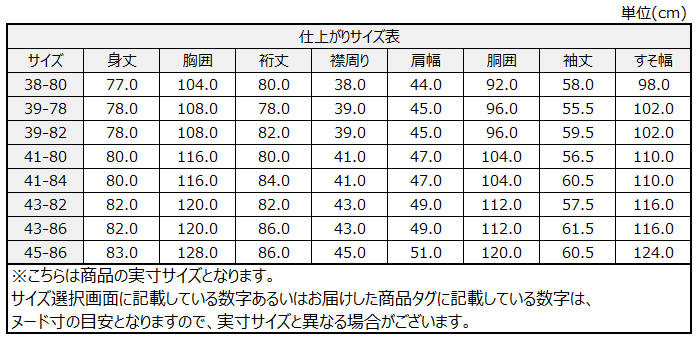 サイズチャート