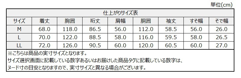 サイズチャート