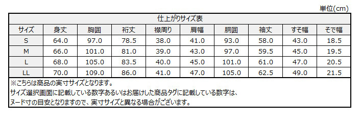 サイズチャート