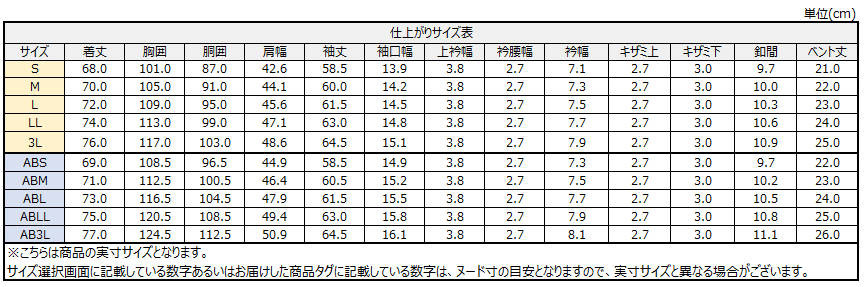 サイズチャート