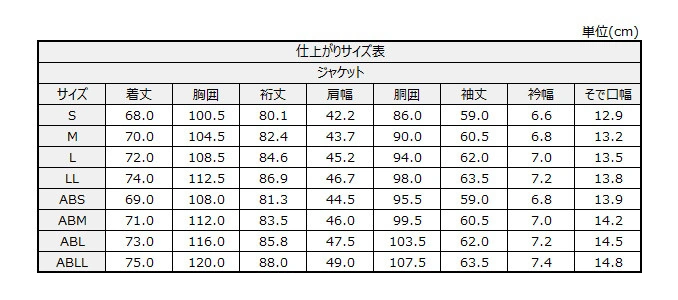 サイズチャート