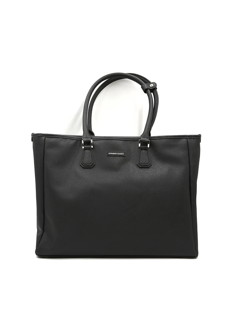 【KATHARINEEHAMNETT-キャサリン・イー・ハムネット-】トートバックサフィアーノ調PC収納可無地通年