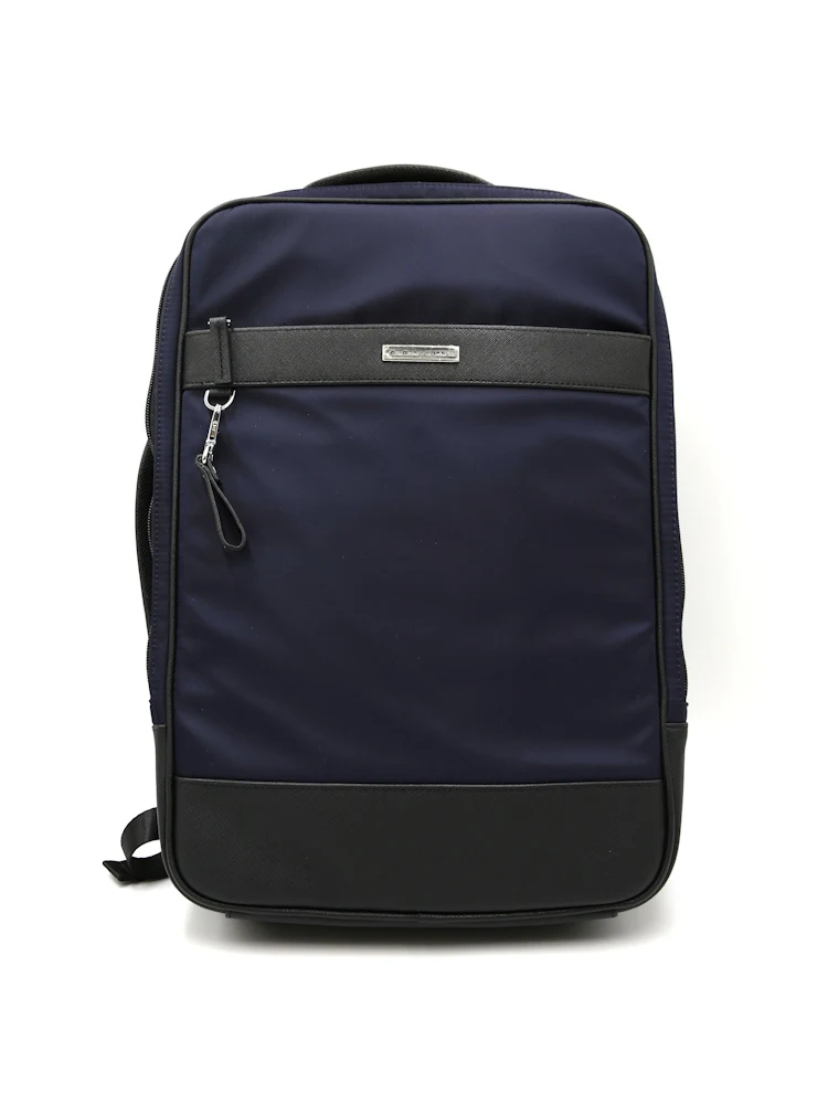 【KATHARINEEHAMNETT-キャサリン・イー・ハムネット-】3WAYバックナイロン×サフィアーノリュック/ブリーフ（タテ・ヨコ）無地通年