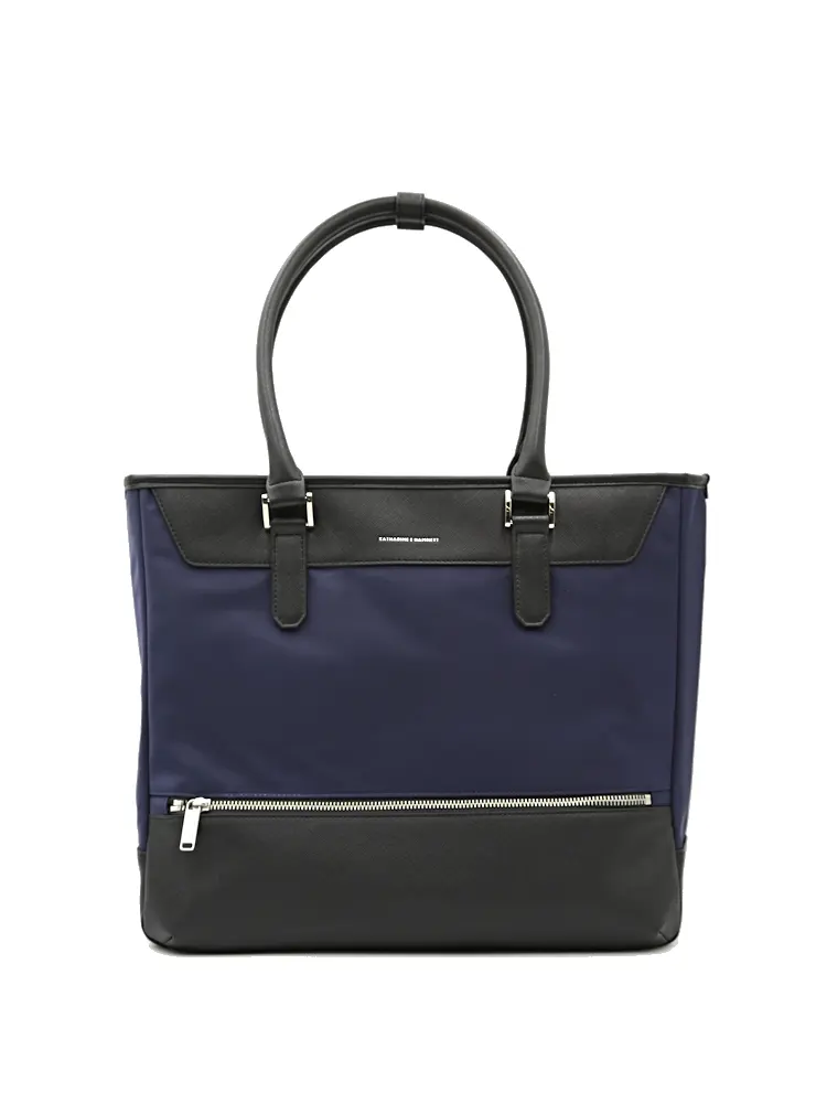 【KATHARINEEHAMNETT-キャサリン・イー・ハムネット-】サフィアーノ付属ナイロントートバッグA4対応通年