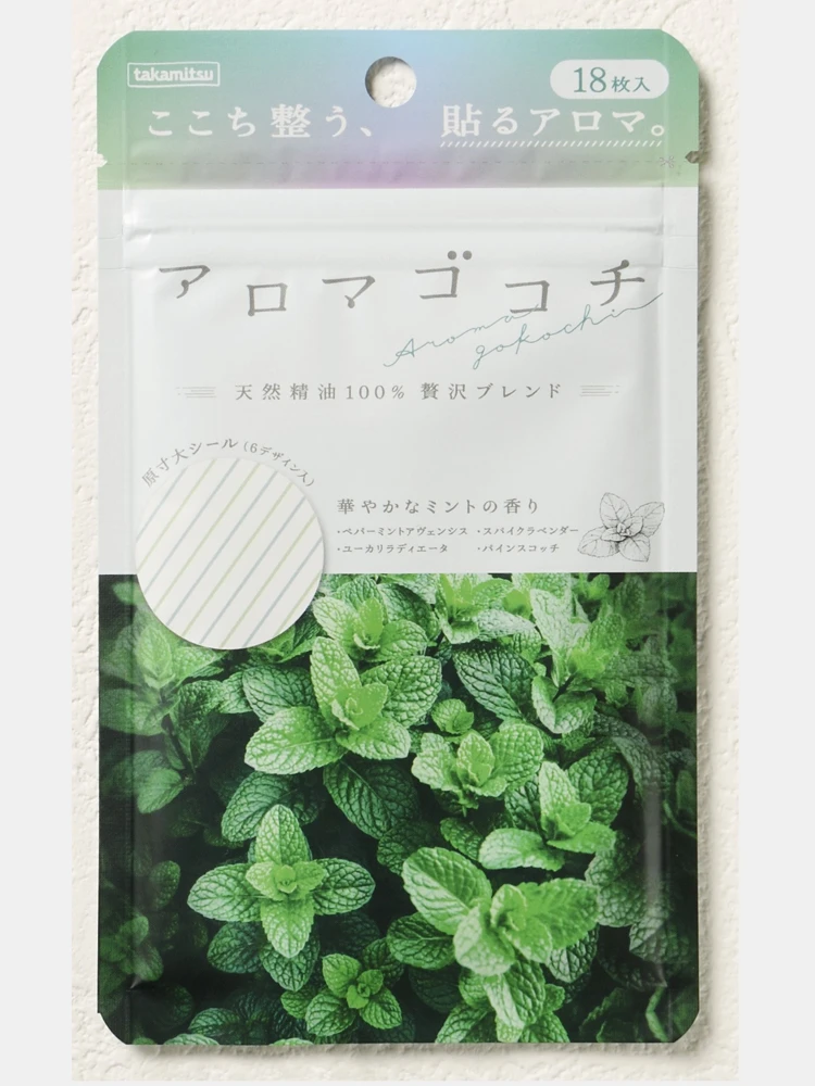 【リラックス】マスクや枕元に貼れるアロマシール［ミント］アロマゴコチ【ドラッグウェア】