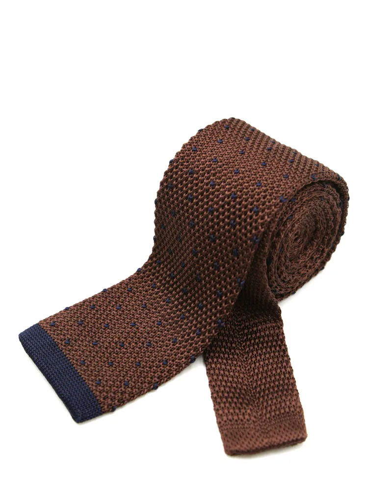 【シルク100%】ニットタイネクタイナローシルクドットリッケンバッカー