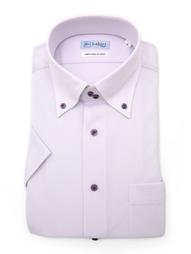 【完全ノーアイロン】半袖アイシャツドゥエボットーニ【バイオセンサークール生地使用】吸湿冷感高通気ワイドストライプワイシャツi-shirt春夏