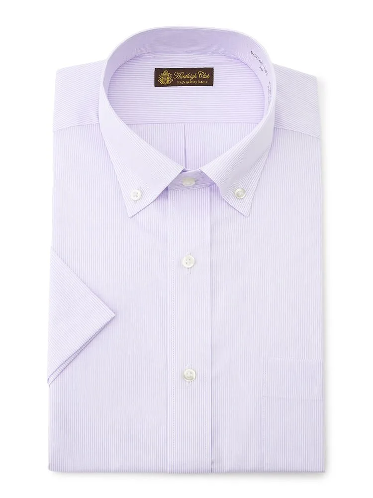 【形態安定】半袖ワイシャツボタンダウンストライプハントレークラブ春夏