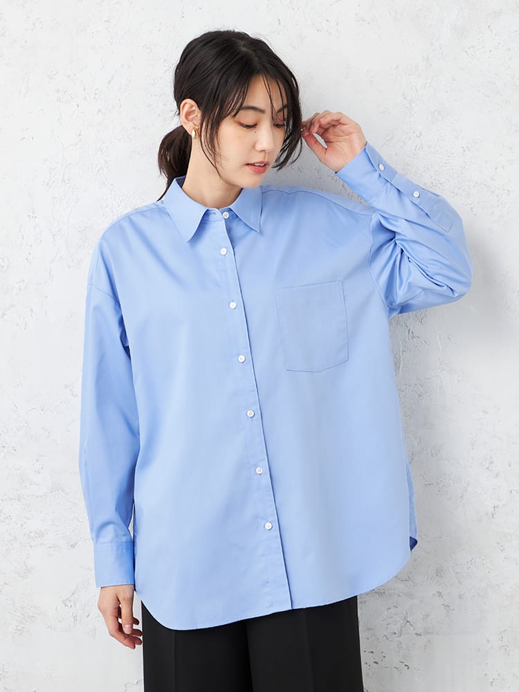 【SOFFICE】バンブーレーヨンオーバーサイズシャツ長袖ブラウス接触冷感通年【レディース】