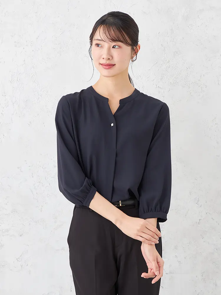 【SOFFICE】キーネックゴールドパーツブラウスカットソー通年【レディース】