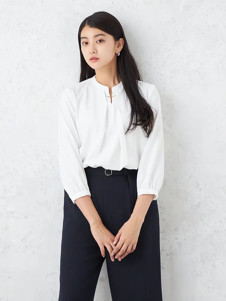 【SOFFICE】2WAYアクセ付きスキッパーブラウスカットソーソフィーチェ通年【レディース】