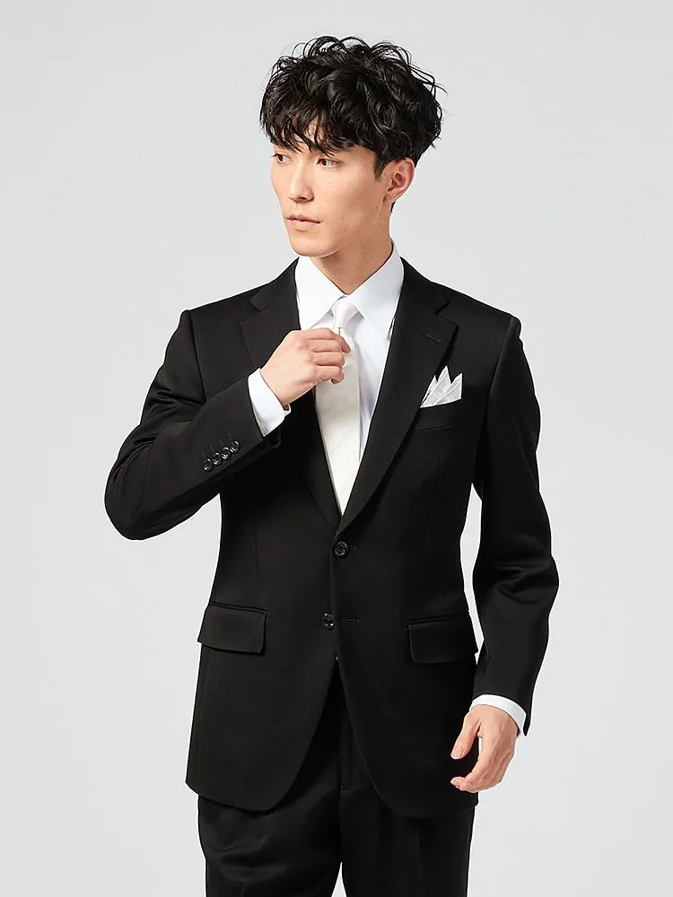 [礼服]【ウエストアジャスター仕様】フォーマル2つボタンワンタック黒無地YKbyYUMIKATSURA通年礼服【定番】