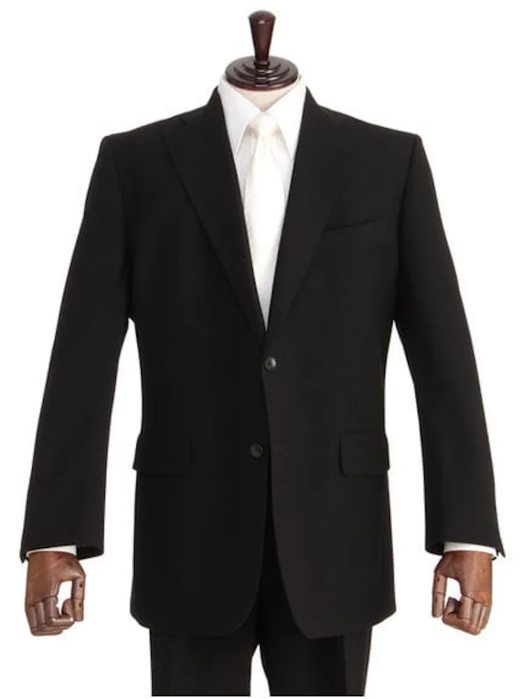 [礼服]【ウエストアジャスター仕様】フォーマル2つボタンウール混黒無地カンサイ・ヤマモト通年礼服【定番】