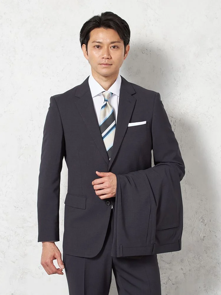 【上下ウォッシャブル】スーツ2つボタンツーパンツドライ素材清涼裏地グレンチェックリッケンバッカー春夏