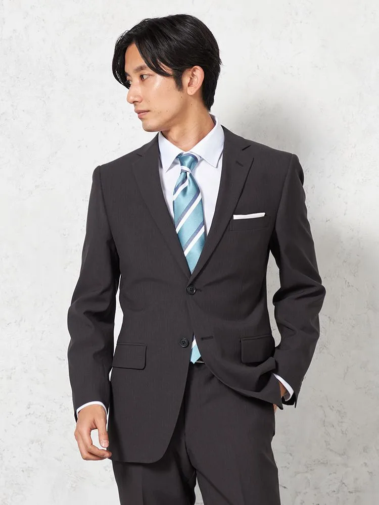 【即納】スーツ２つボタン【WEB限定】上下ウォッシャブルグレーストライプ