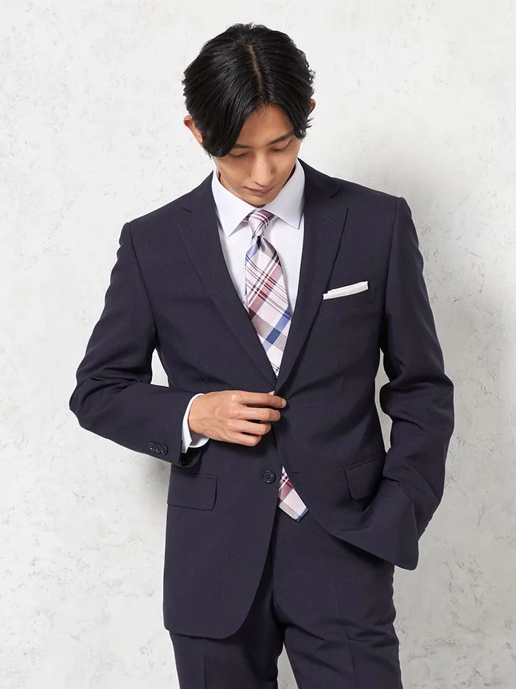 【即納】スーツ２つボタン【WEB限定】上下ウォッシャブルネイビーチェック