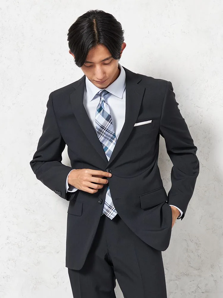 【即納】スーツ２つボタン【WEB限定】上下ウォッシャブルネイビーシャドウストライプ