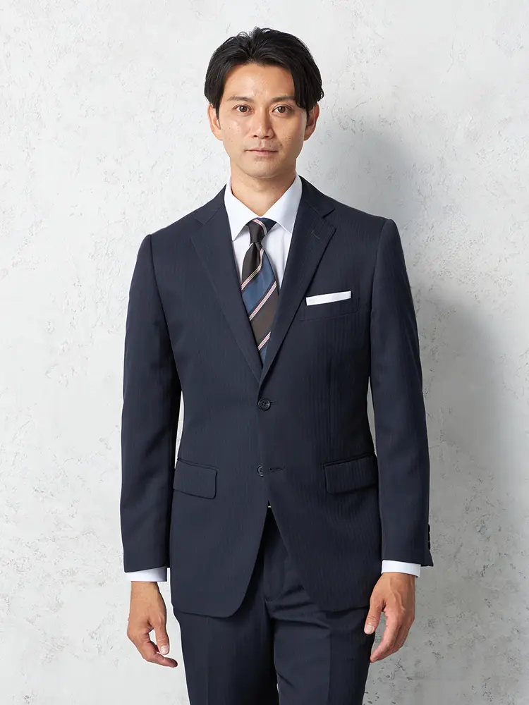 【上下ウォッシャブル】スーツ2つボタンストライプノータック通年【フュージョンクラブ】