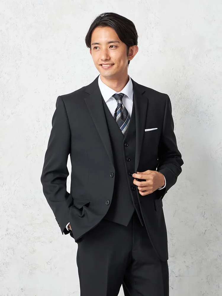 【即納】【WEB限定】スリーピーススーツ2つボタンヘリンボン上下ウォッシャブル3シーズン対応