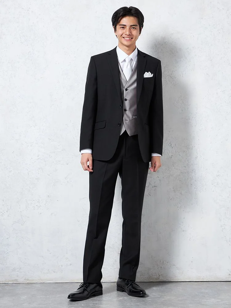 [礼服]【リバーシブルベスト付き】フォーマルスリーピース2つボタンリバーシブルベストnero通年礼服【定番】【スリムデザイン】