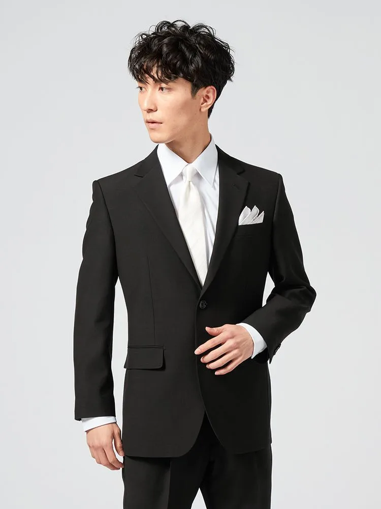 [礼服]【ウエストアジャスター仕様】フォーマル2つボタンワンタック黒無地リージェントハウス通年礼服【定番】