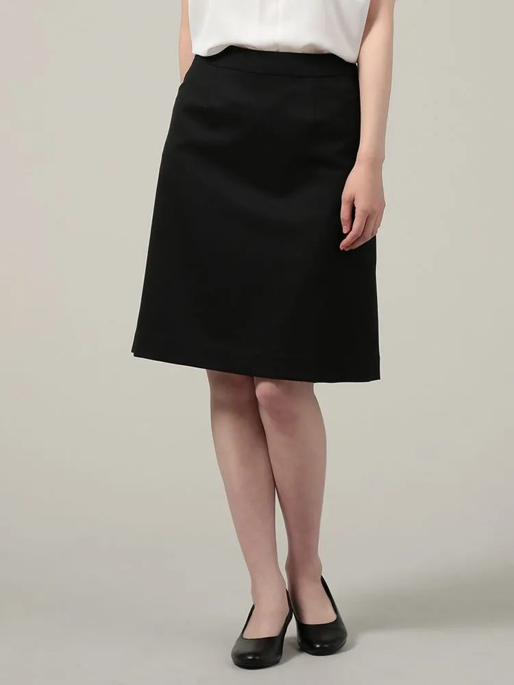 【ウォッシャブル】スカート膝丈フレアー2WAYウォッシャブル黒無地Aラインスカートストーベルアンドメイソン通年【レディース】